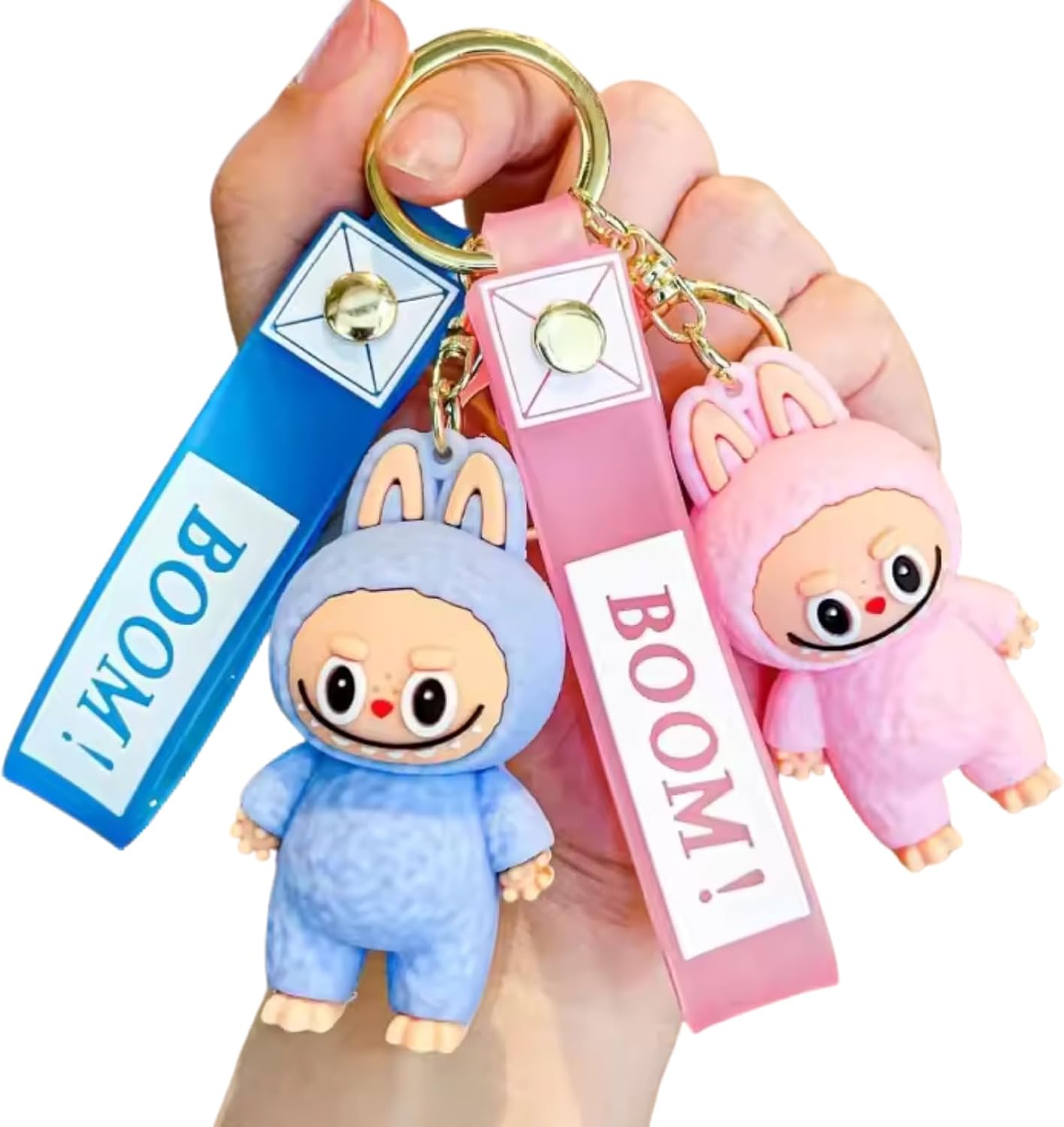 2Pcs Cute La bubu Keychains – Cool Pendant Accessories, Kawaii Key Ring for Purse, Backpack, Car Charms for Women & Kids