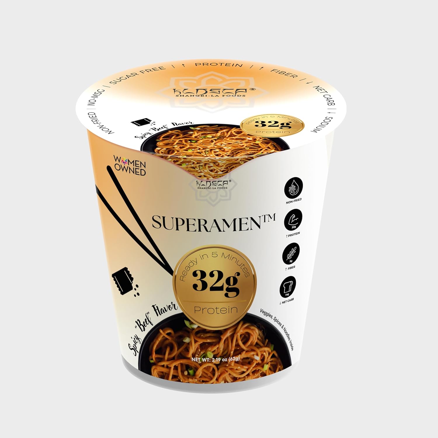 KLDSCP Roasted "Beef" Ramen, 100% Plant Based, Keto Friendly, Low Carb, High Protein, Packaged Noodle Meal Kit, Ready to Eat, 1 Pack