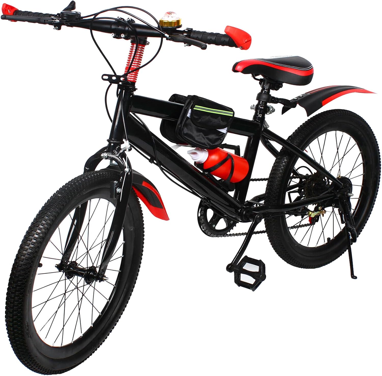 AOOUNGM 20 Inch Mountain Bike, 7 Speed Kids Bicycle with Caliper Braking, Youth Bike for Boys and Girls, Kids Mountain Bike for 9-14 Years Old, Red