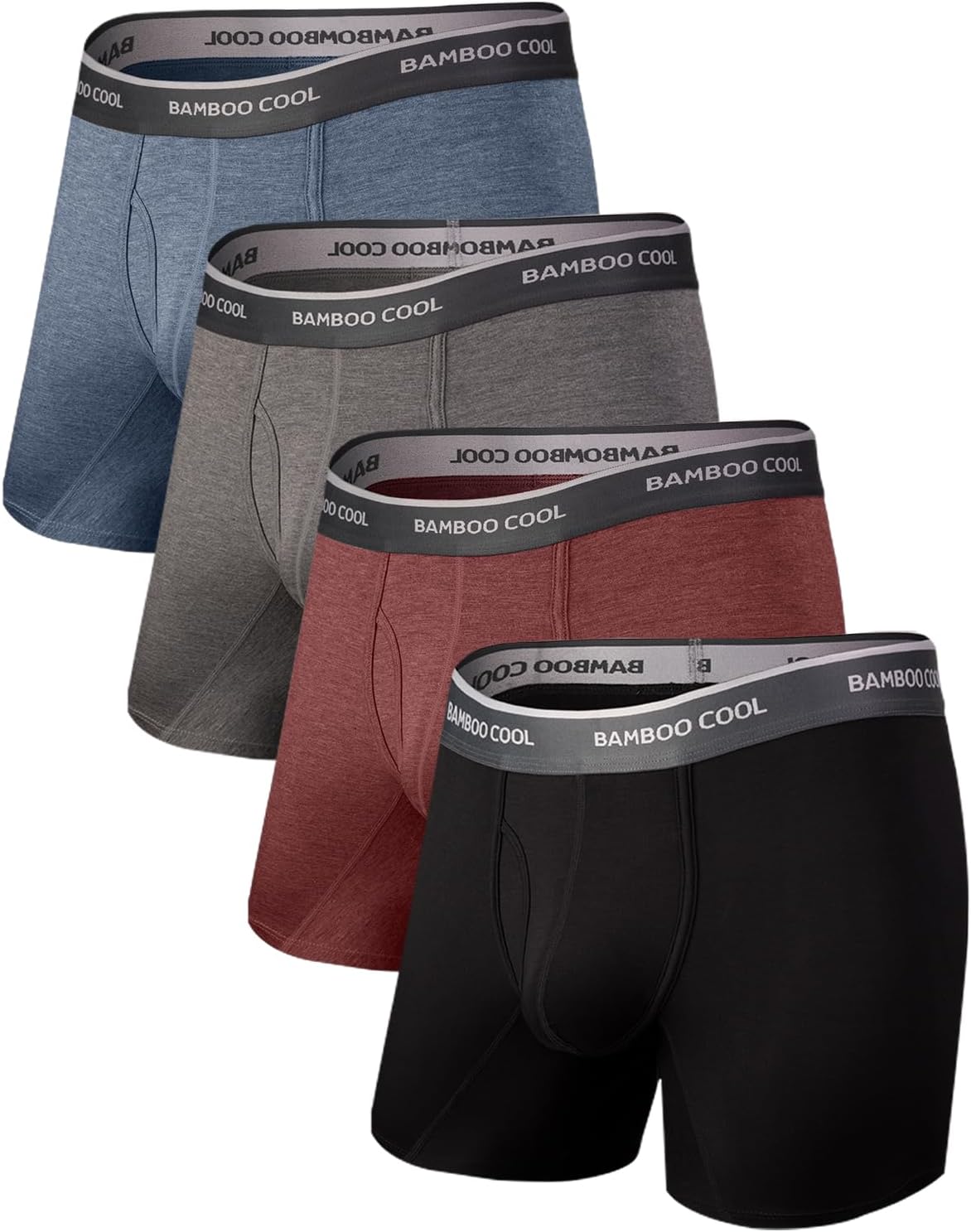 BAMBOO COOL Men's Underwear Boxer Briefs Soft Breathable Underwear (4 or 7 Pack)