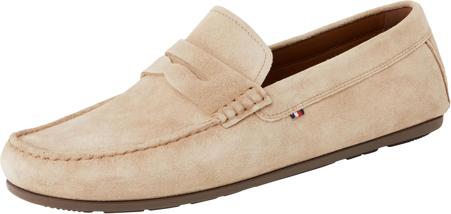 Tommy Hilfiger Men’s Suede Loafers, Beige (Beige/Brown), 10