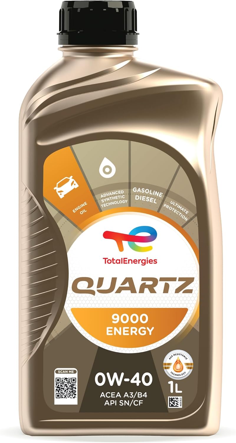 TotalEnergies Quartz 9000 Energy 0W40 Engine Oil ACEA A3/B4, API CF/SP Optimum Engine Protection for Long Lasting Performance 1L