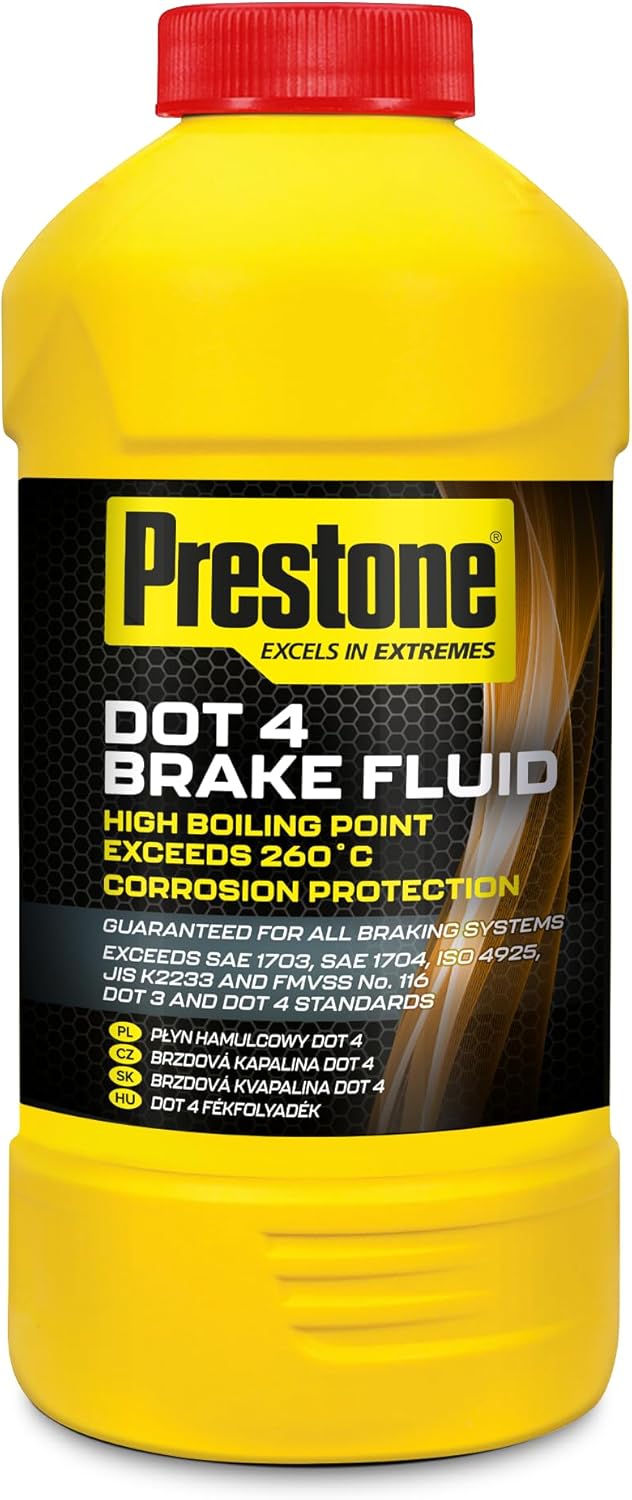 Prestone Brake Fluid - DOT 4, Maximum Performance & Protection, Ideal For DOT 3/4 Vehicles, ABS Compatible, 355ml