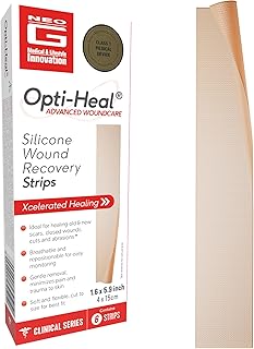 Neo G Opti-Heal Wound Recovery Silicone Scar Strips for Surgical Scars, C Section, Burn, Acne, Keloid Treatment - Medical Silicone Scar Sheets - New and Old Scar Treatment - 1.6 x 5.9 inch - 6 Strips