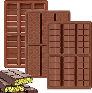 Silicone Chocolate Bar Mold Deep, Candy Bar Mold, Non Stick Silicone Molds for Chocolate, Candy, Wax Melts (3 Pack, 18 Cavity)