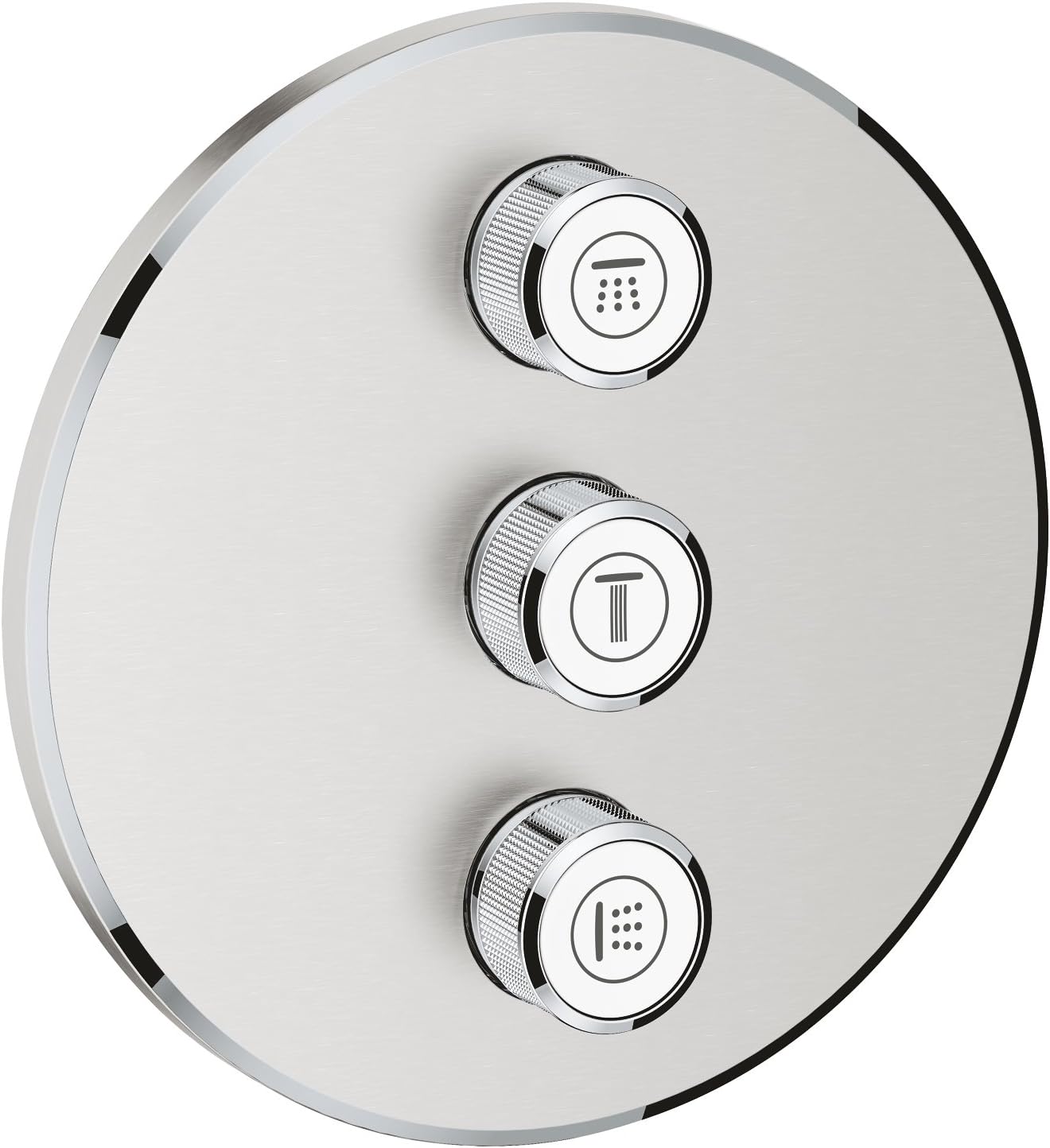 GROHE Grohtherm Smartcontrol Triple Volume Control Trim Set for Concealed Installation, with Three Valves Round Shape, Stainless Steel Look, Made In Germany 29122DC0