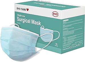 BYD CARE Single Use Disposable 3-Ply Mask, ASTM Level 3, Daily protection for men and women for Home, Office, School, Restaurants, Gyms, Outdoor and Indoor, Box of 50 PCs