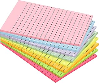 Lined Sticky Notes, 8 Pads, 4x6 inches Bright Sticky Note Pads with Lines, Colorful Self-Stick Note Pads, Perfect for Office Home School Desk Accessories, 35 Sheets/pad - Vibrant Colors