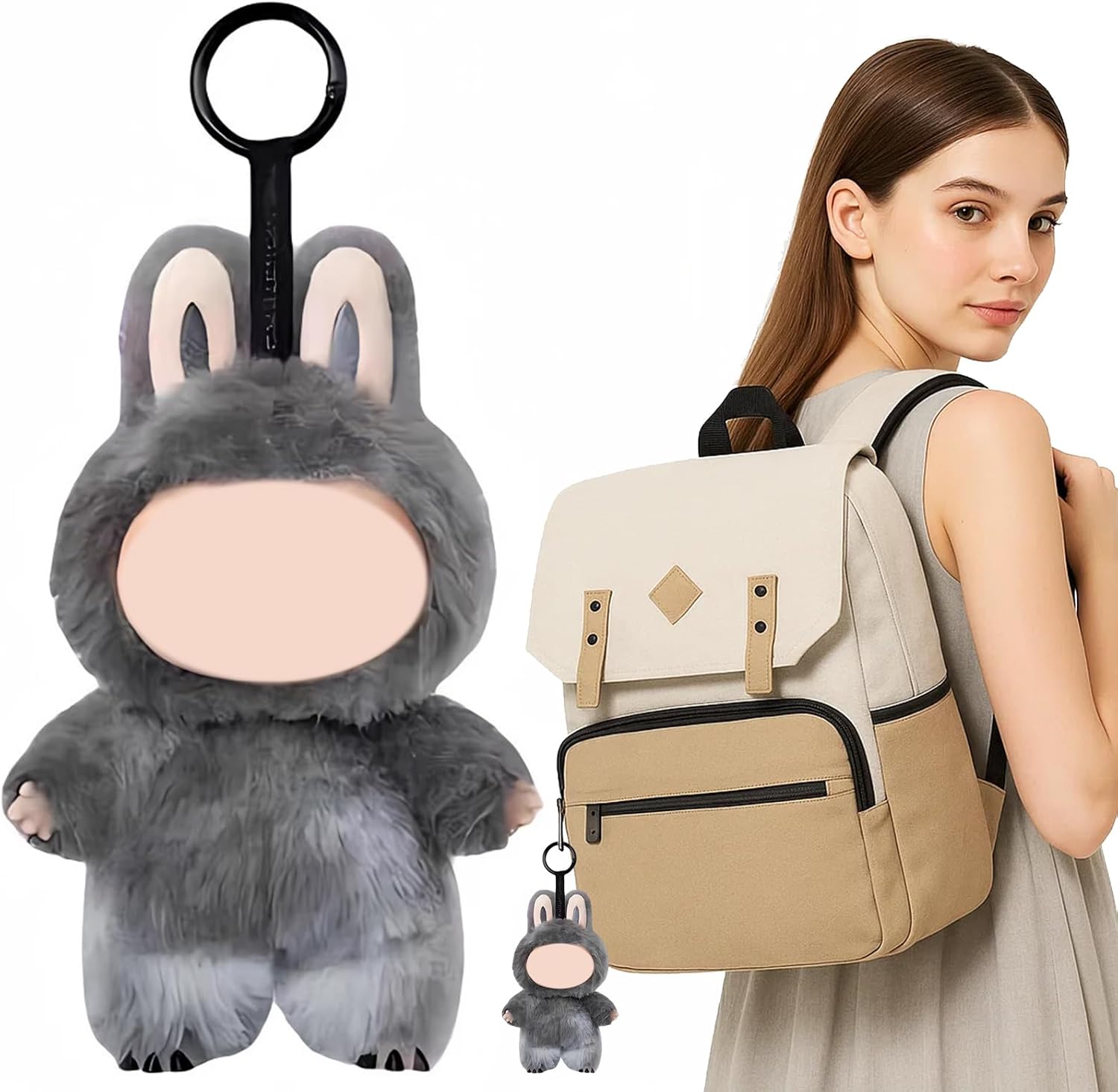 PXDUCN Cute Keychain, Cute Plushies, 3rd 6.69INCH Black Dolls Plush Keychain for Backpack, Bag, Car Plush Doll Hanging Decoration Keyring(Black)