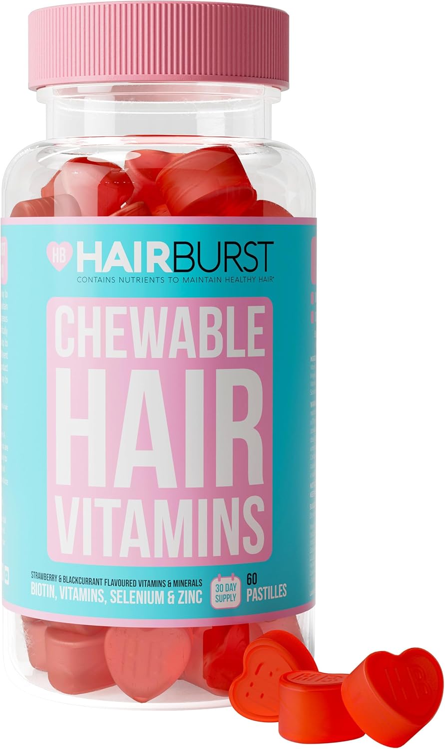HAIR BURST Biotin Gummies for Hair Growth — Hair, Skin & Nails Vitamin Supplement, Reduces Breakage, Promotes Healthier Thicker- Daily Chewable Vitamins - 1 Month