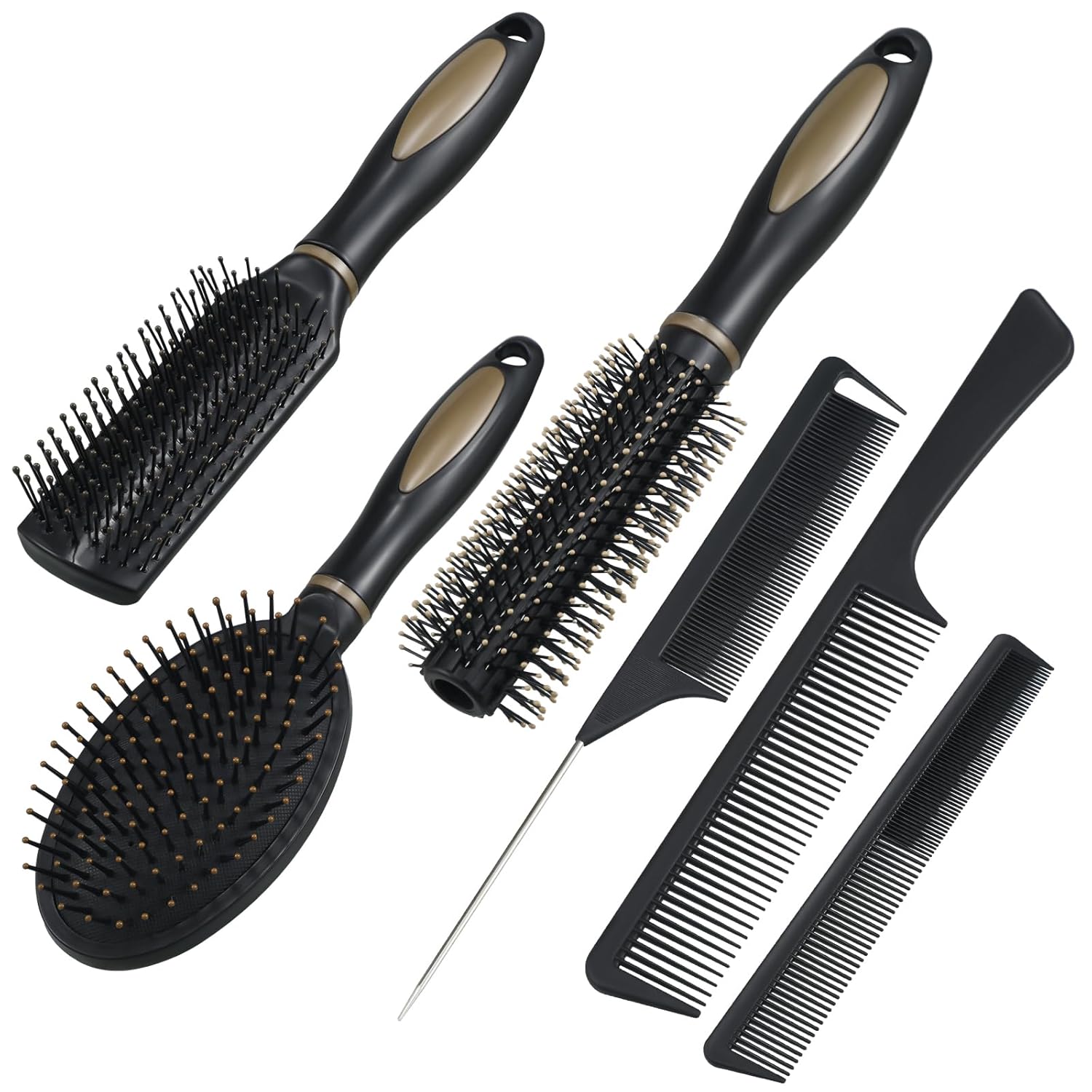 6 Pieces Detangling Styling Comb Set for Women and Men - For Straight, Curly, and All Hair Types