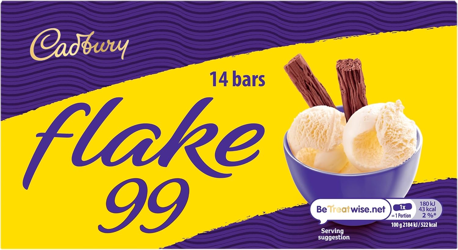 Cadbury Flake 99 Chocolate Bars, 14 x 8.25 g (Pack of 1) | Individually Wrapped Flaky Milk Chocolate Bars, Ideal for Baking & Celebrations, Rich Dairy Taste