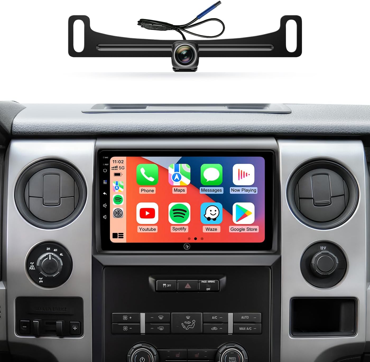 Car Radio Stereo for Ford F150 2009 2010 20112012 2013 2014, 9Inch Android with Wireless CarPlay/Android Auto, 5G WiFi GPS Navigation Bluetooth, Touchscreen Backup Camera
