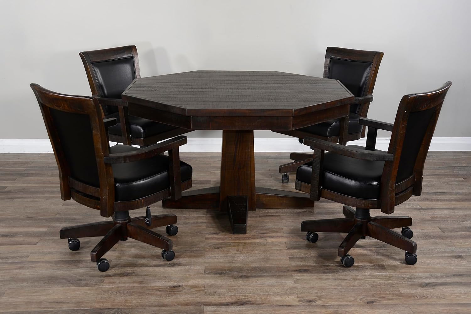 Blaze Poker Game & Dining Table Set w/ 4-6 Game Chairs (Smokehouse Finish 4 Game Chairs)