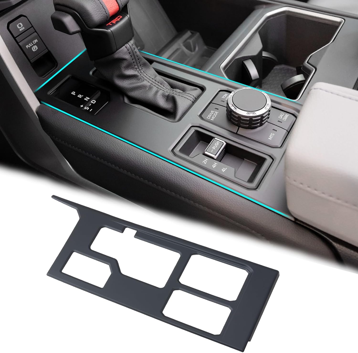 JDMCAR Central Control Gear Shift Panel Trim Cover Compatible with 2022 2023 2024 2025 Toyota Tundra/Sequoia Accessories, Gear Shift Control Anti-Scratch Panel Decorative Sticker -Matte Black