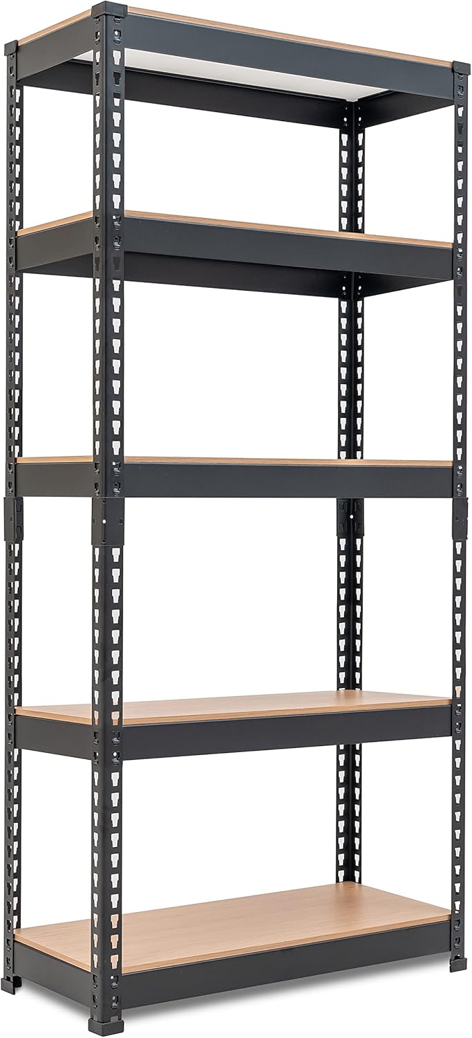HOMEDANT 28"W x 12.3"D x 59.5"H 5-tier Boltless Metal Shelving Unit Adjustable Garage Storage Utility Rack Heavy Duty Shelves Organization Multipurpose Shelf Warehouse Kitchen Living Room pantry 1Pack