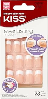 KISS Everlasting, Press-On Nails, Nail glue included, 'Infinite', French, Medium Size, Squoval Shape, Includes 28 Nails, 2g Glue, 1 Manicure Stick, 1 Mini file
