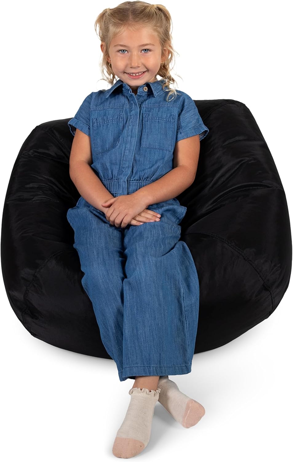 Big Joe Classic Bean Bag Chair, Black Smartmax, Durable Polyester Nylon Blend, 2 feet Round