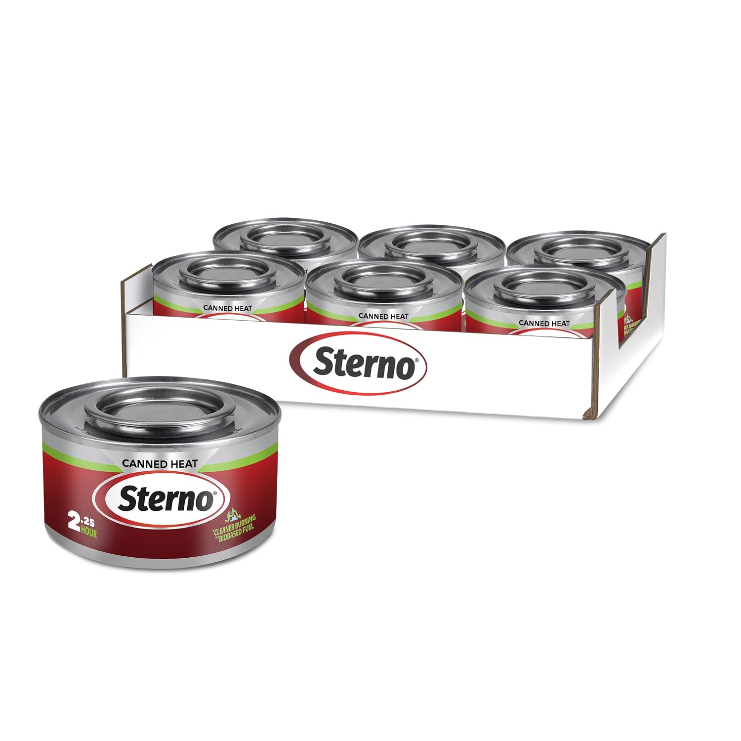 Sterno Canned Heat Ethanol Gel Fuel, 2.25-Hour Burn, 6 Pack