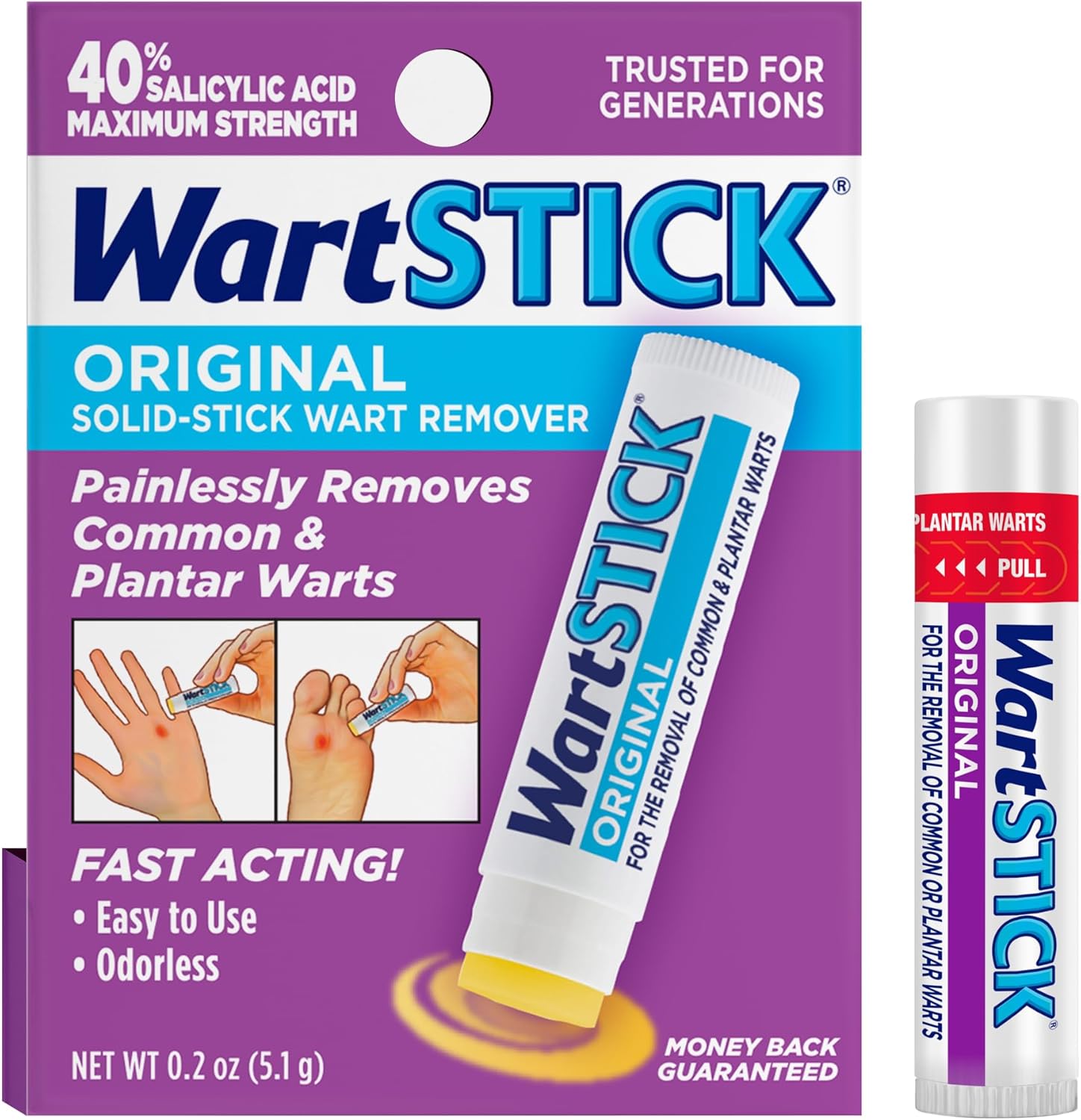 WartStick Maximum Strength Salicylic Acid Solid-Stick Common and Plantar Wart Remover 0.2 Oz