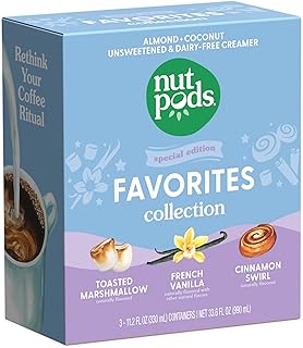nutpods Favorites Collection - Unsweetened Non Dairy Creamer - Toasted Marshmallow, French Vanilla and Cinnamon Swirl - Keto Creamer, Whole30, Gluten Free, Non-GMO, Vegan, Sugar Free, Kosher