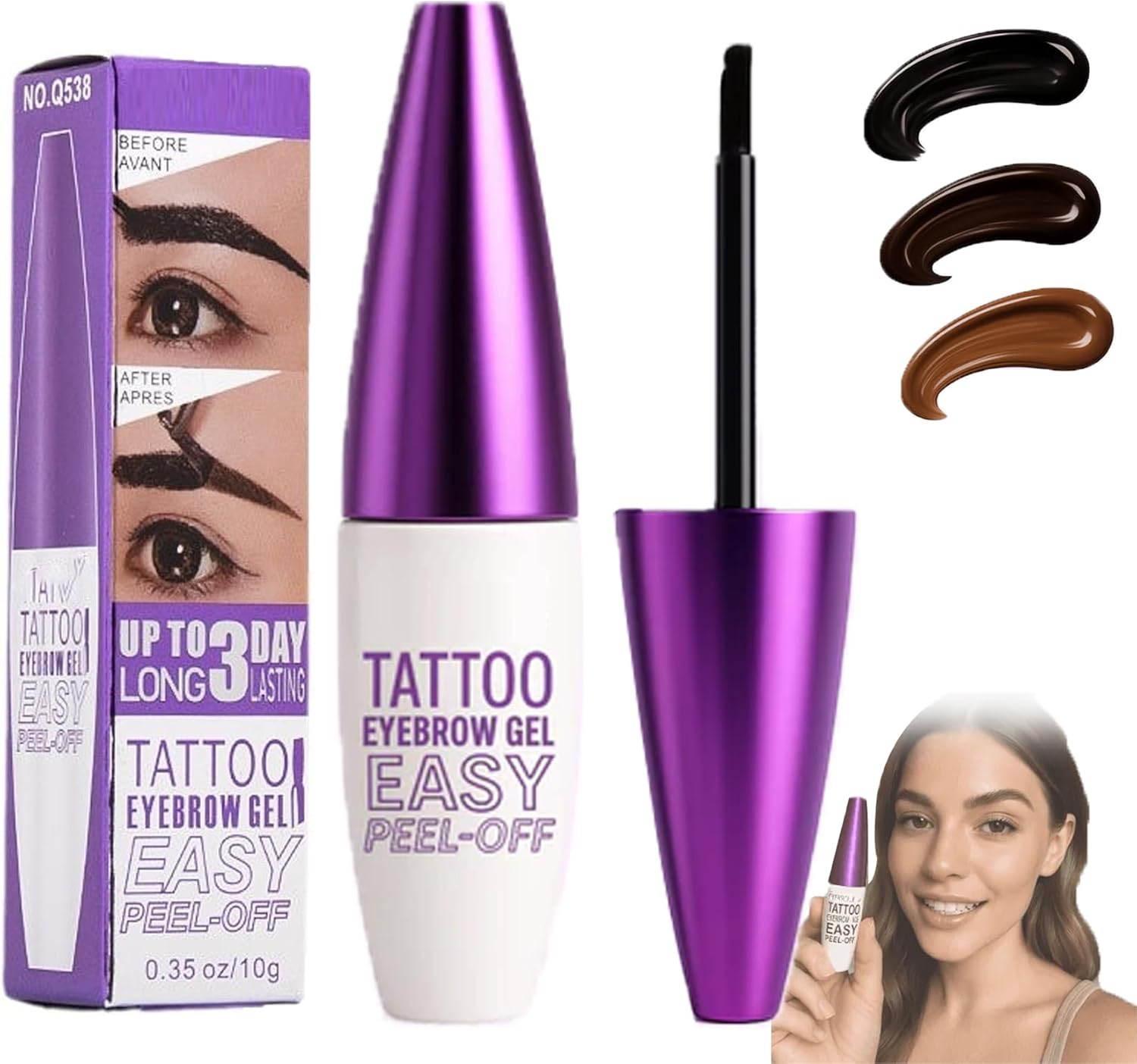 Browlab Tint and Peel Gel - The Brow Lab Tattoo Eyebrow Gel, Easy Peel-Off Eyebrow Gel's-Last up to 5 Days, Waterproof, Smudge-Proof, Semi-Permanent, PeelOff Brows Tint for Natural, Full Brows (02)
