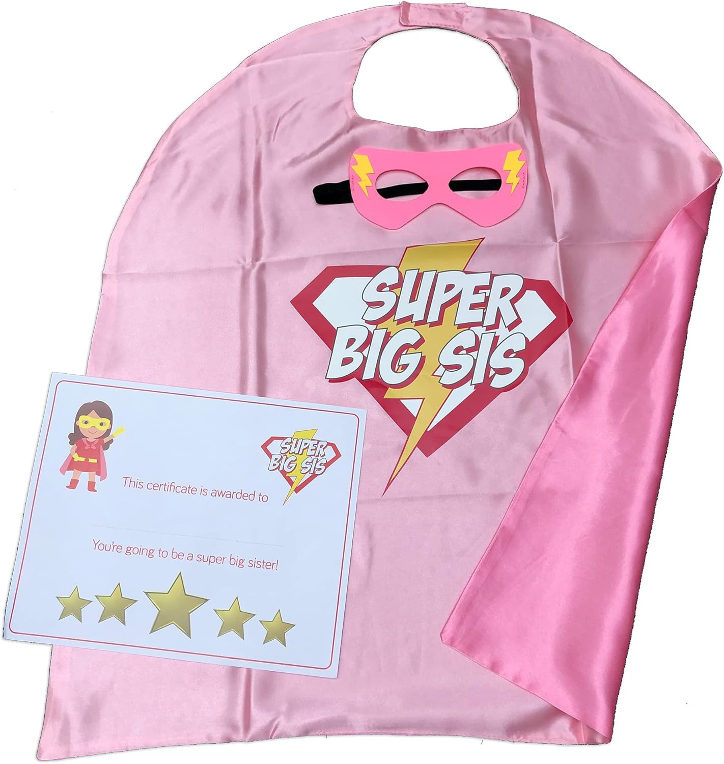 Big Sister/BrotherSuperhero Cape & Mask - New Sibling Gift - Super Big Sis & Super Big Bro