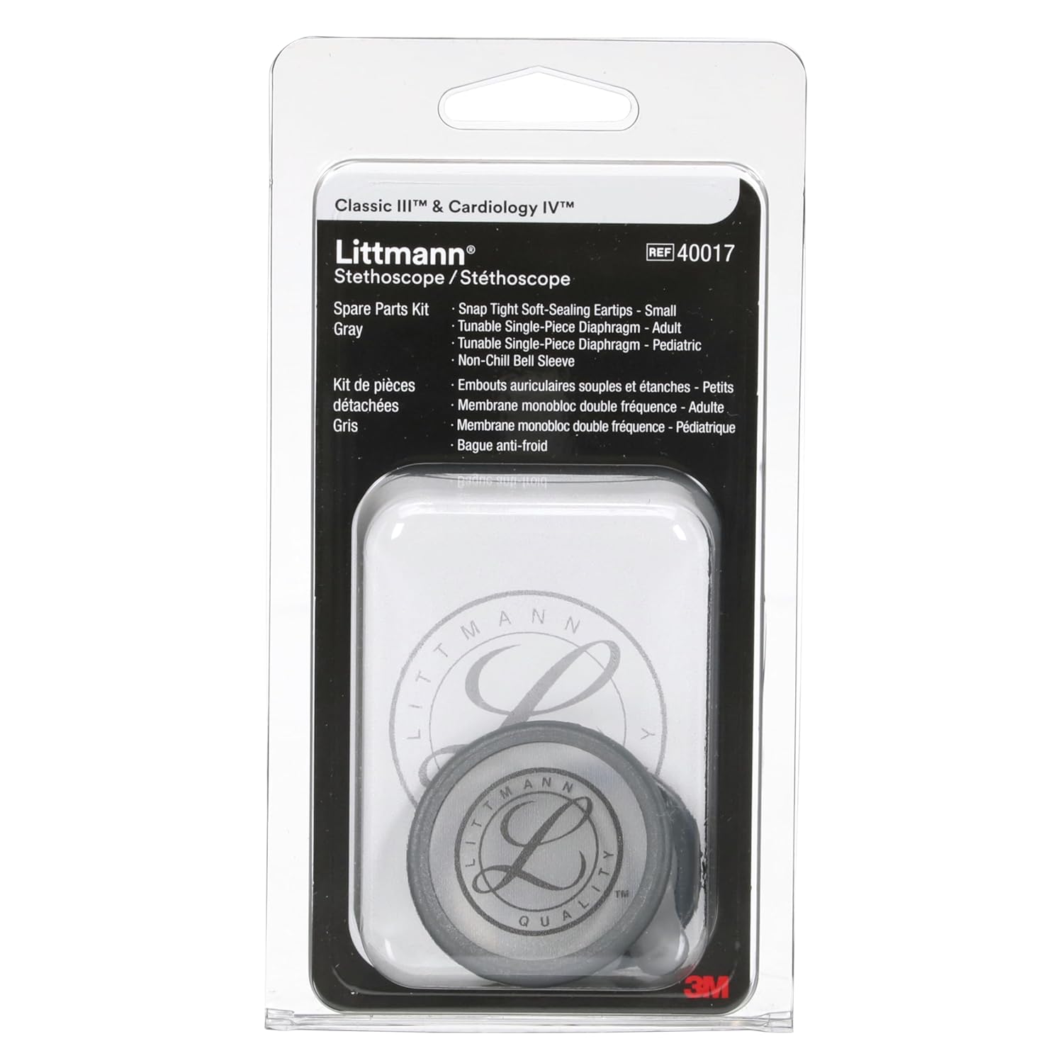3M Littmann Stethoscope Spare Parts Kit, Classic III and Cardiology IV , Grey, 40017