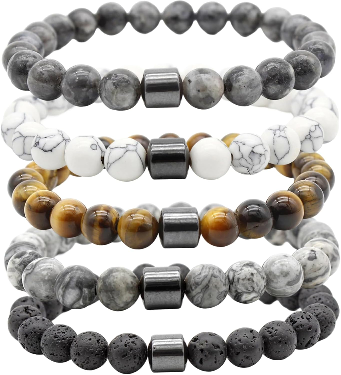 Wedhapy 5Pcs Anti Smoking Bracelet Spiritual Magnetic Beaded Quit Smoking Bracelet for Women Men Helps Relief Anxiety Frustration Irritability