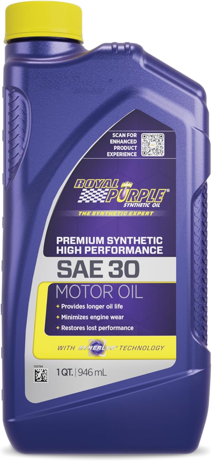 Royal Purple 01030 SAE 30 Heavy Duty High Performance Synthetic Motor Oil - 1 Quart Bottle