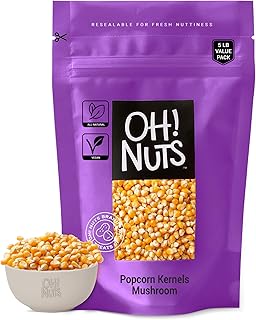 Popcorn Kernels Mushroom | Raw - 100% Natural | 5 lb | Large White Whole Grain Raw Dehydrated Corn Seeds | Packed in New York Zip-Seal Bag for Exceptional Freshness by Oh Nuts