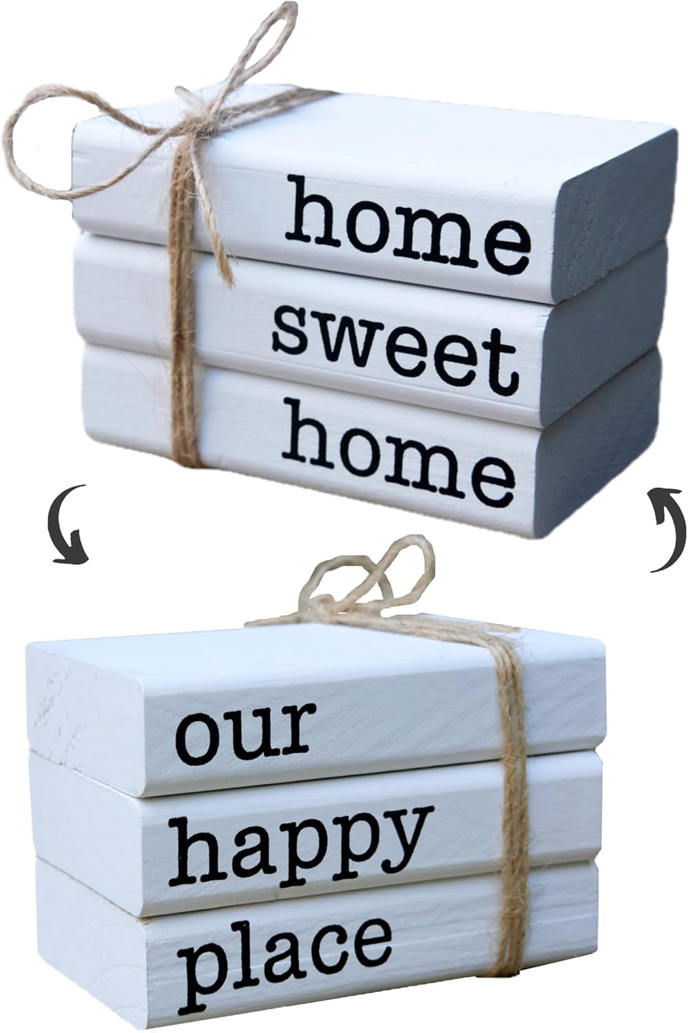 LIVDUCOT Farmhouse Mini White Decorative Books for Tiered Tray Decor - Wooden Book Stack Faux Books for Coffee Table Living Room Decoration - Small Shelf Decor Accent