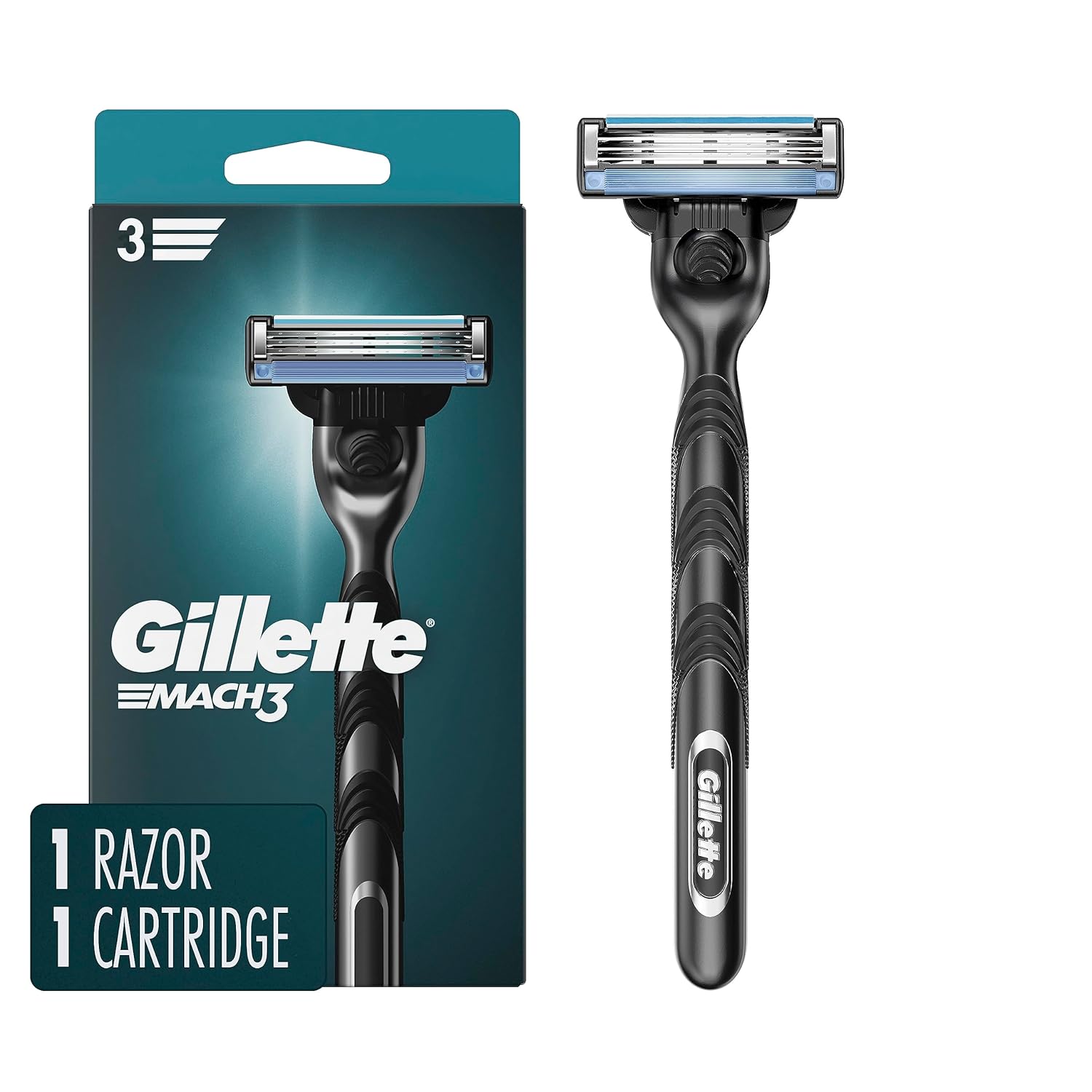 Gillette Mach3 Razor for Men, 1 Razor Handle + 1 Blade Refill