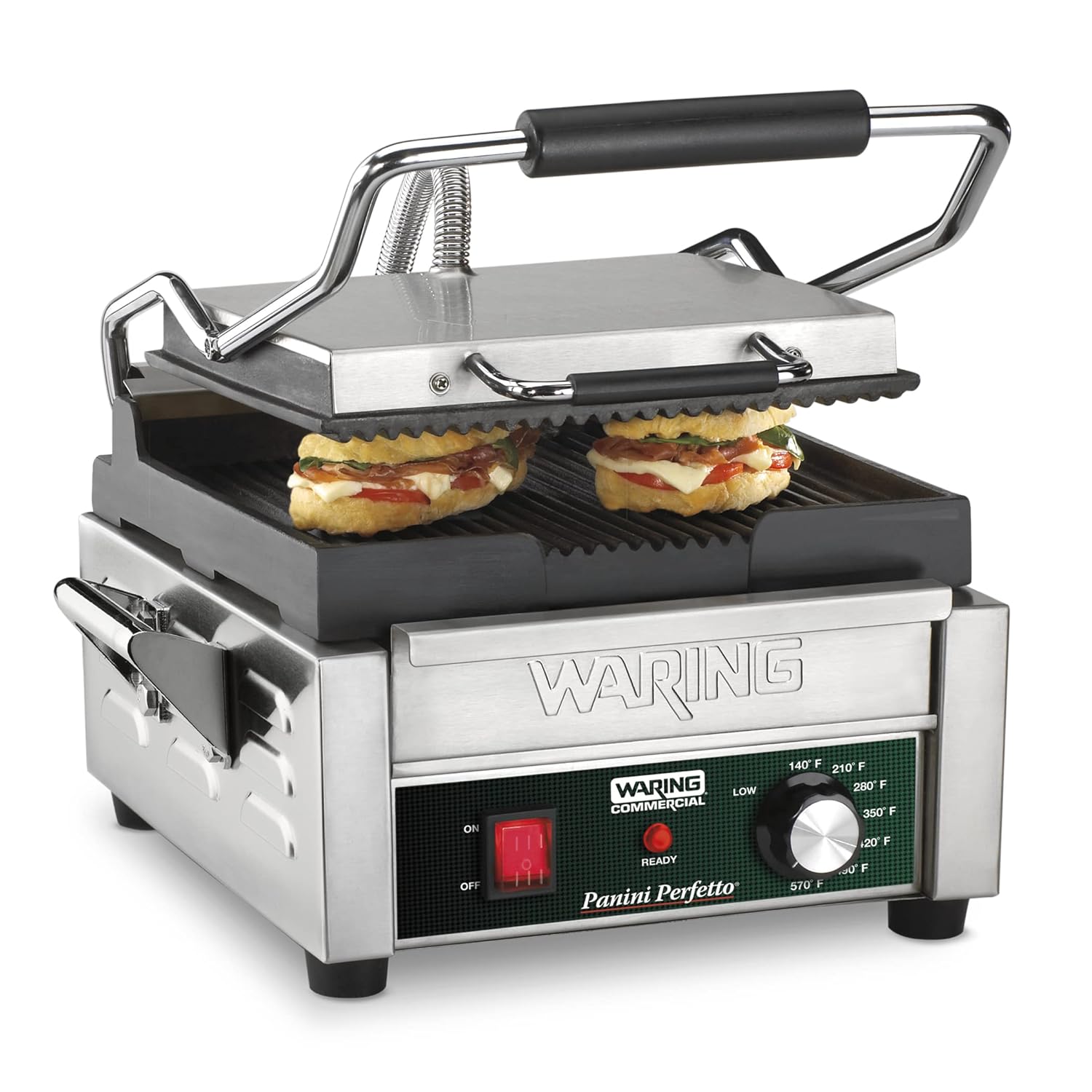 Waring Commercial WPG150 Compact Italian-Style Panini Grill, 120-volt, Silver