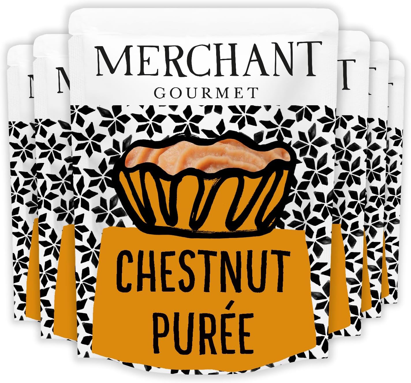 Merchant Gourmet Chestnut Puree - Slowly Roasted Rich Puree - Source of Fibre, Low Saturated Fat & Vegan - Ideal for Baking & Desserts - Pack of 6 x 200g Ready-to-eat Pouches