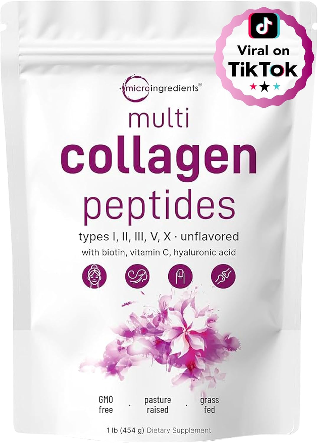 Multi Collagen Peptides Powder, 16 oz | Type I, II, III, V, X + Biotin, Vitamin C & Hyaluronic Acid | Unflavored | Multi-Collagen Blend | Supports Hair, Skin & Joint Health | Keto, Non-GMO