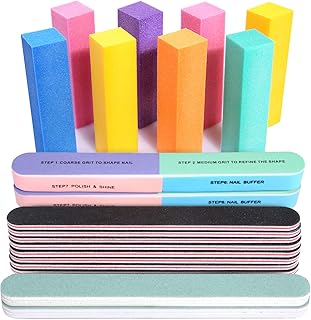 FANDAMEI Nail Files and Buffers, 20PCS Professional Manicure Tools Kit. Rectangular Nail Buffer Block & 100/180 Grit Nail File, 7 Way Nail File & Nail Polishing Buffer. Nail Care Tool
