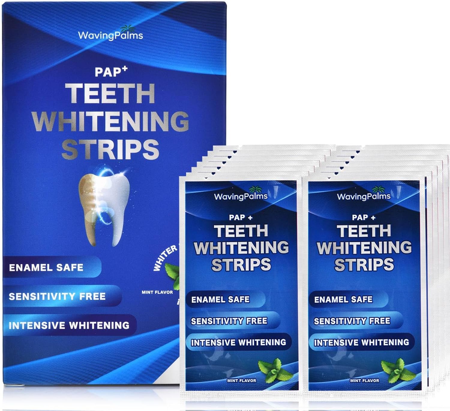 Sensitive Teeth Whitening Strips Kit: Professional Dental Whitening Set - 14 Hydrogen Peroxide-Free Treatments for Whiter Teeth - Effective & Gentle Teeth Whitener (28 PCS)