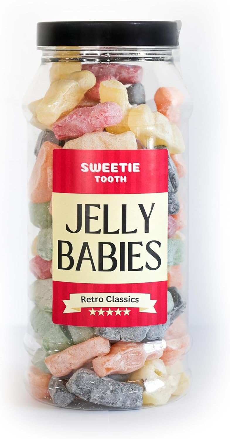 Premium Jelly Babies Retro Sweets Gift Jar - Traditional Sweets, Classic Flavour by Sweetie Tooth