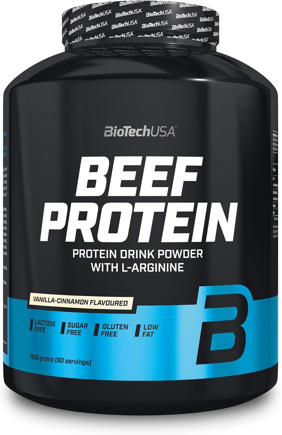 BioTechUSA Beef Protein, 87% Hydrolysed Protein Peptide Formula, Lactose & Gluten-Free, Low-Fat, Sugar-Free, Paleo Diet-Friendly, 1816g, Vanilla-Cinnamon