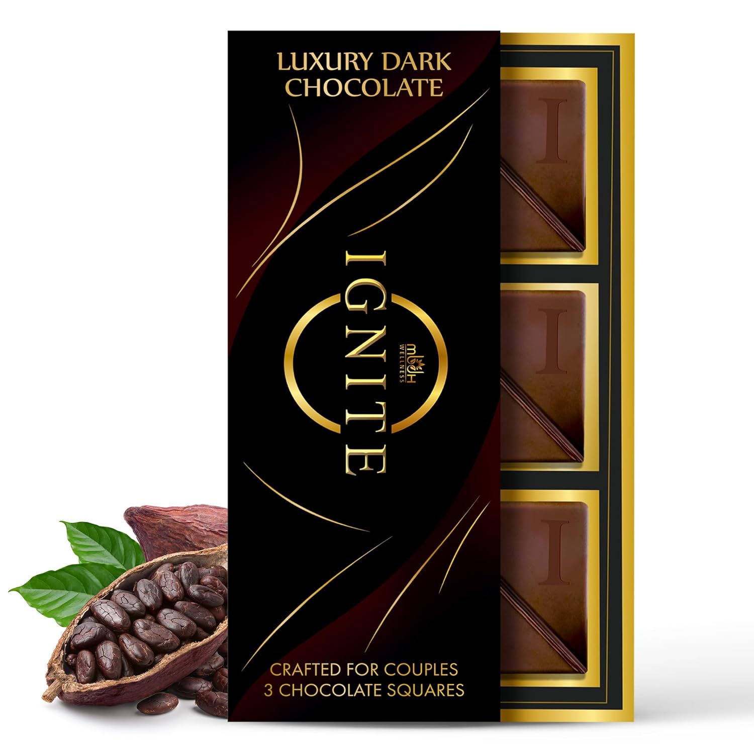 Ignite Dark Chocolate Bars – Premium 60% Cocoa, Luxurious Rich Dark Chocolate Squares – Crafted for Sharing and Special Moments – Elegant Treat for Couples and Celebrations – Pack of 1