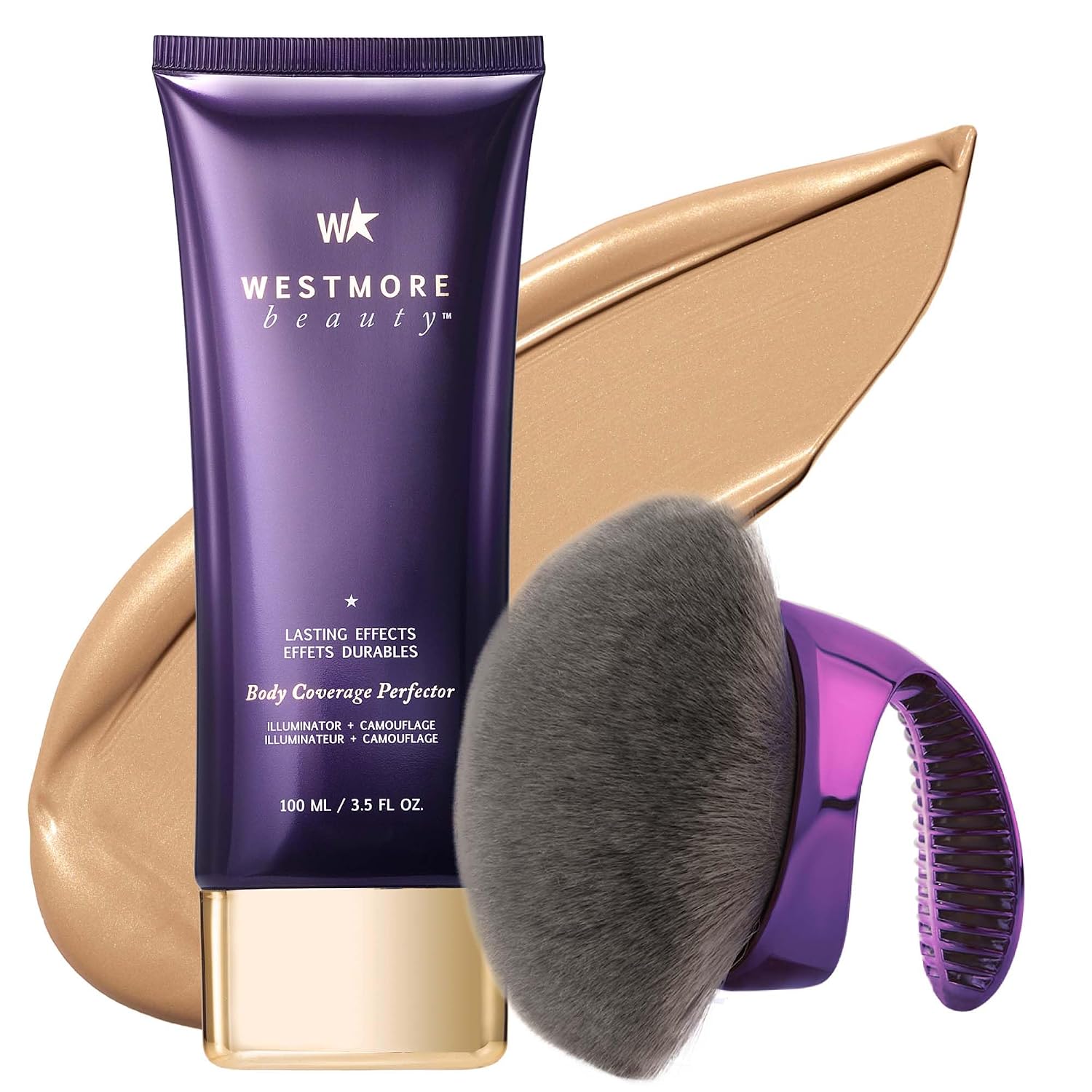 Westmore Beauty Body Coverage Perfector & Brush - Waterproof Leg Makeup- 2W