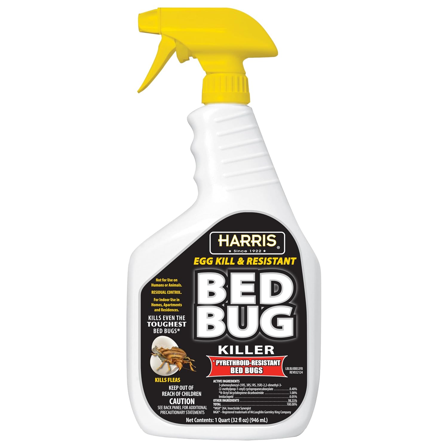 HARRIS White Label Bed Bug Killer, Liquid Spray with Odorless and Non-Staining Extended Residual Kill Formula (32oz)
