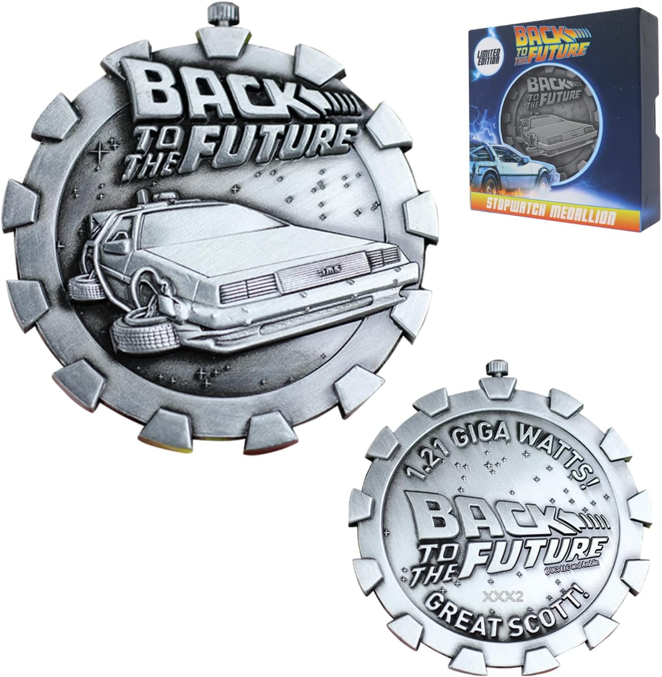 Back to the Future Limited Edition Stopwatch Detailed Metal Medallion
