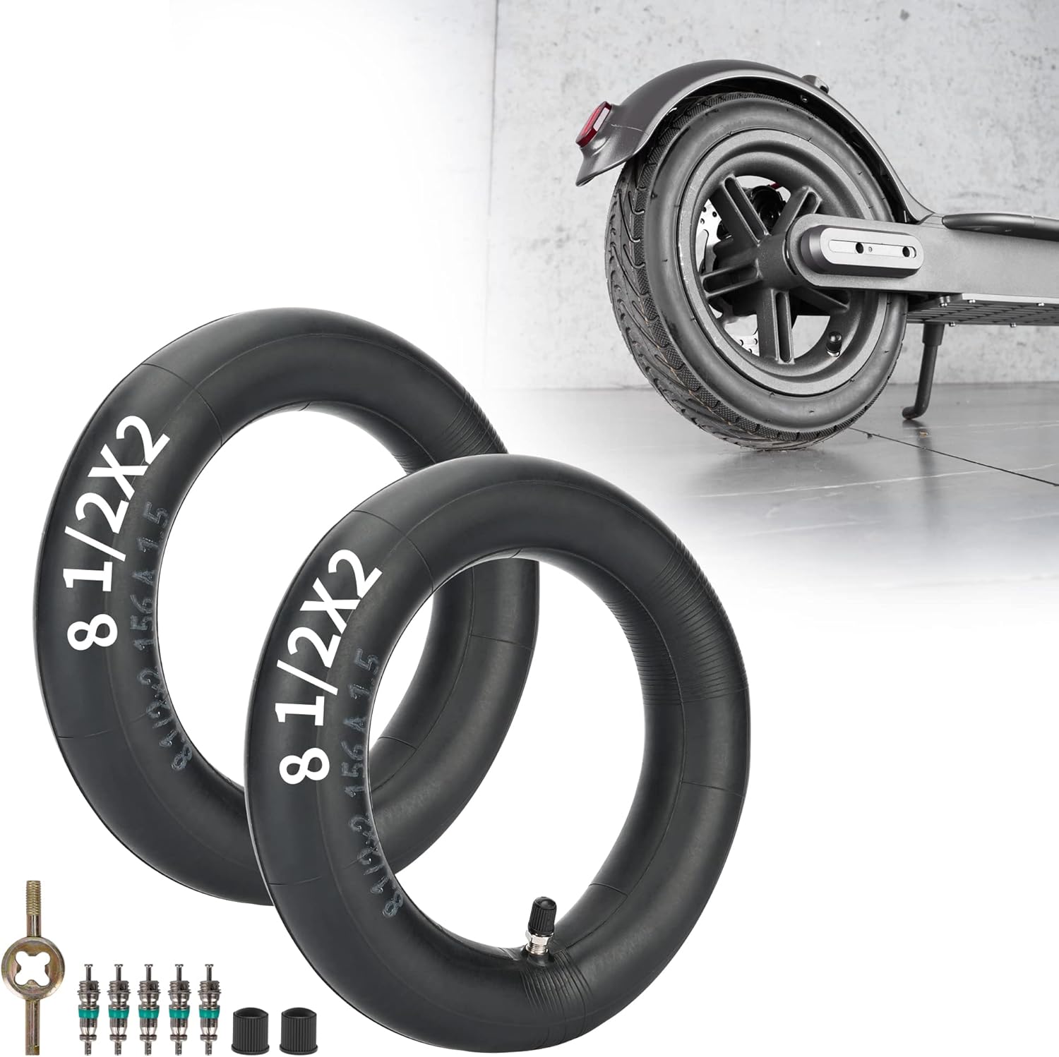 RUTU 2-Pack 8.5 inch Inner Tube Thick Scooter Tube Universal 8 1/2 x2 Inflated Tube Replacement for Gotrax GXL Hiboy S2 Xiaomi M365 Pro Pro2 1S MI3 Lite and 8.5 Inch Electric Scooters