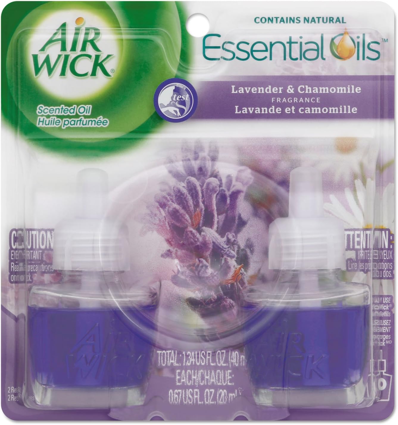 Airwick Plug In Scented Oil Refill, Infused with Essential Oils, Plug In Air Fresheners for Home, Room Fresheners for Home Long Lasting, Plug In Refills, Home Essential, Lavender & Chamomile, 2 ct