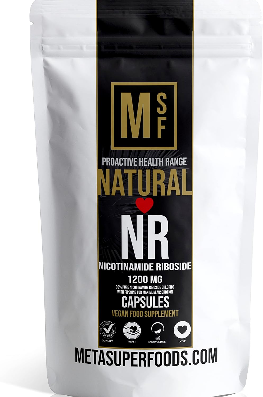Nicotinamide Riboside (NR) with Piperine for Max Absorption | (1200mg) Serving | 99% Super Strength | 60 High Potency Capsules NAD+ | Vegan | All Natural Ingredients