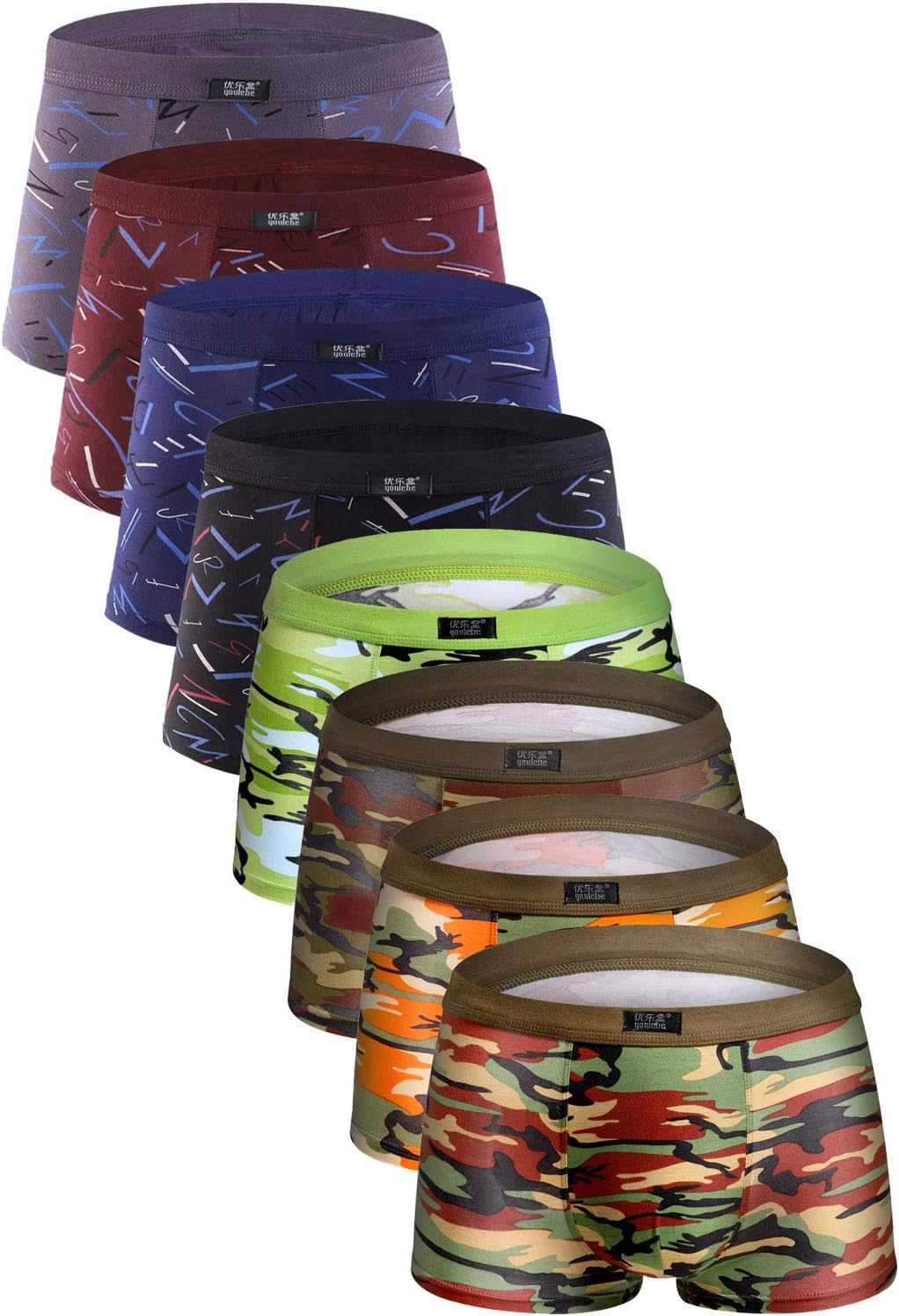 YOULEHE Men's Boxer Shorts Soft Bamboo Underwear Trunks Breathable Multipack