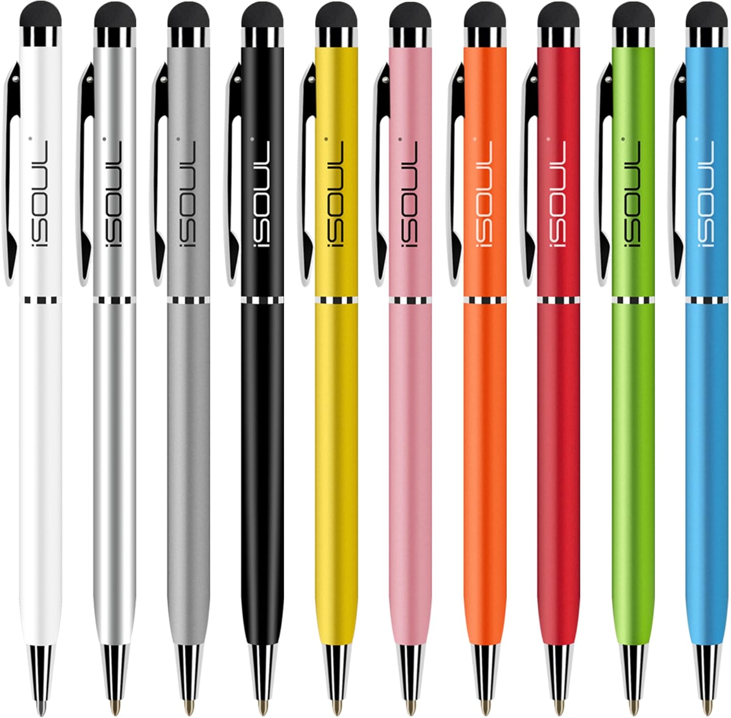 Stylus Pen, iSOUL Stylus Touch Pen, Pack of 10, Stylus Pens for Touch Screens, Stylus for Apple iPad, iPhone, Samsung Galaxy, Oneplus, Pixel, Mobile Phones & Tablets Rainbow