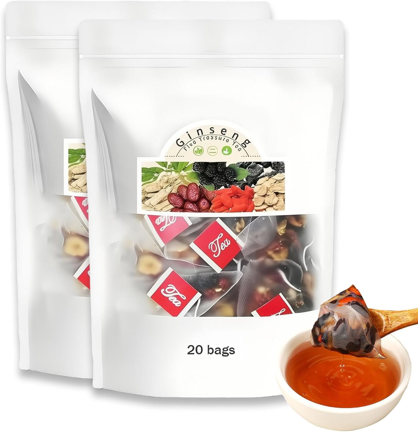Formula Ginseng Five Treasure Tea Combination Wolfberry Tea Chinese Formulatea for Men and Women (2Boxes)